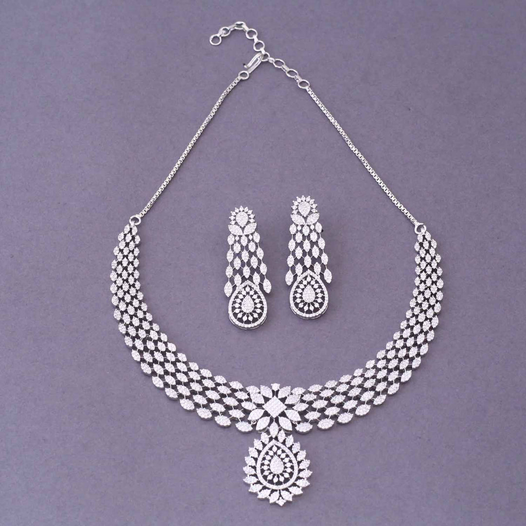 Silver Aiza Zirconia Jewellery Set
