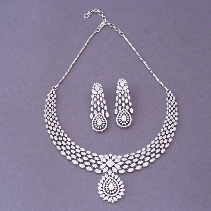 Silver Aiza Zirconia Jewellery Set