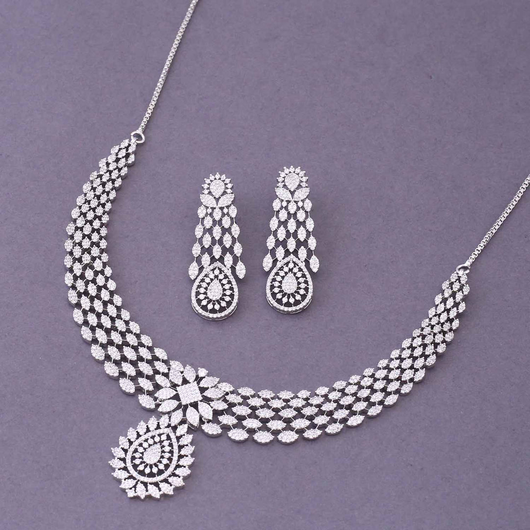 Silver Aiza Zirconia Jewellery Set