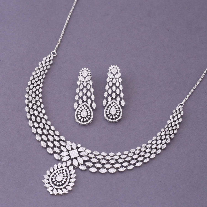 Silver Aiza Zirconia Jewellery Set