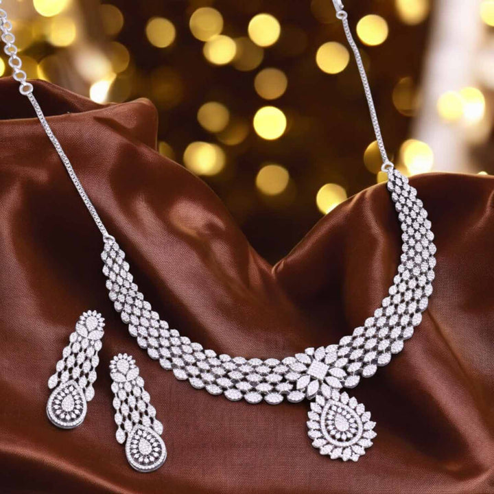 Silver Aiza Zirconia Jewellery Set
