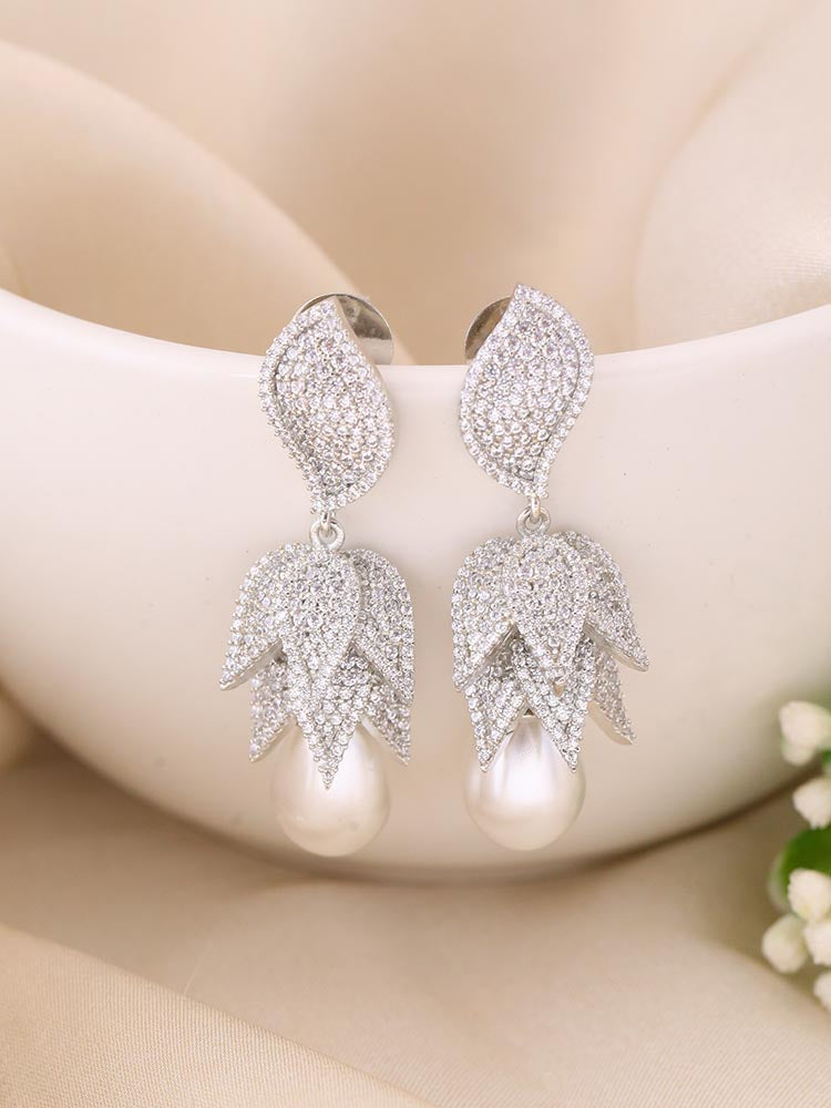 Silver Amiri  Zirconia Danglers