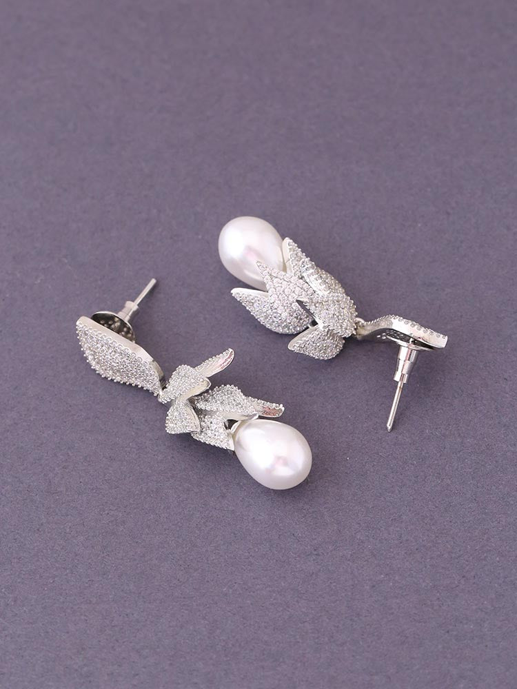 Silver Amiri  Zirconia Danglers