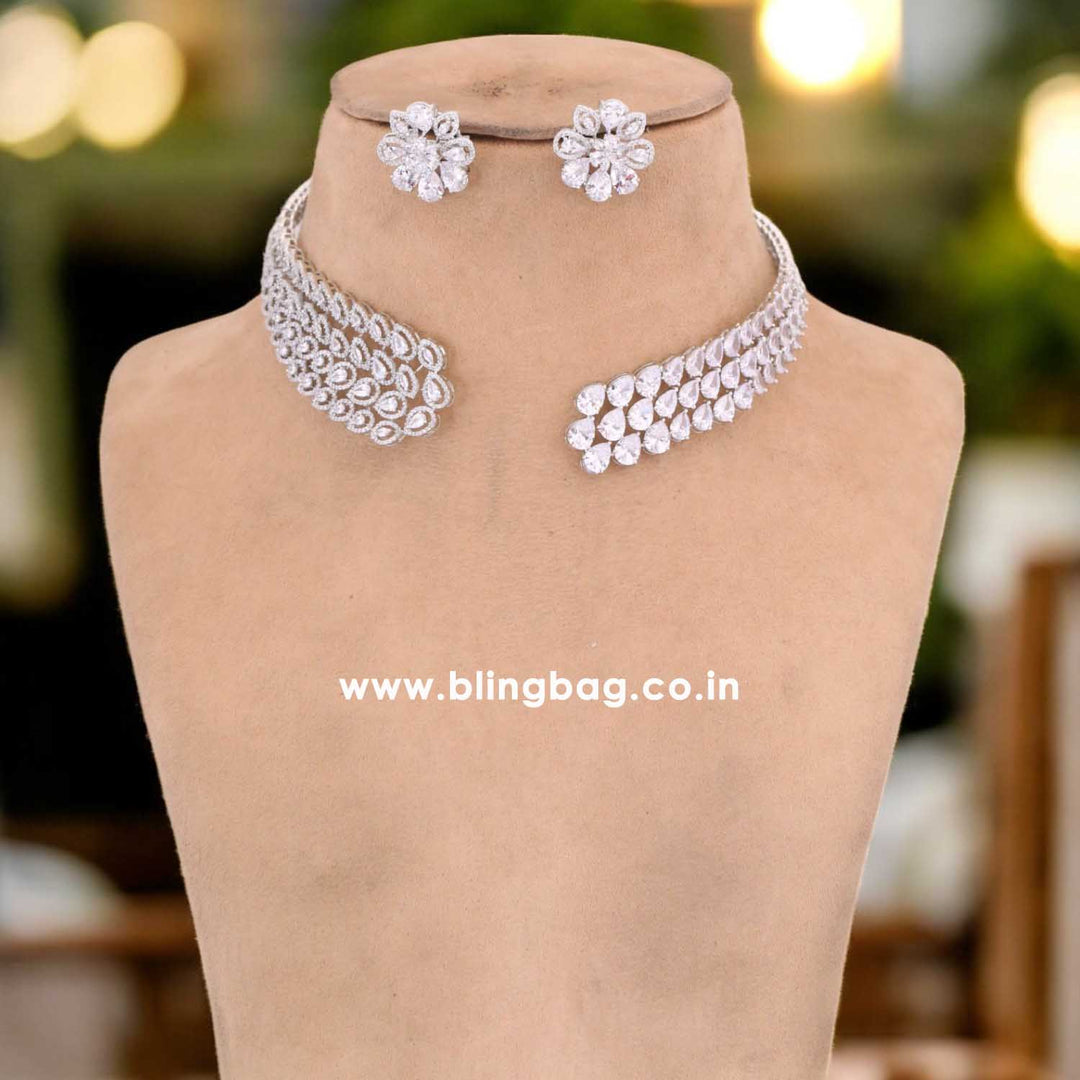 Silver Anison Hasli Zirconia Jewellery Set