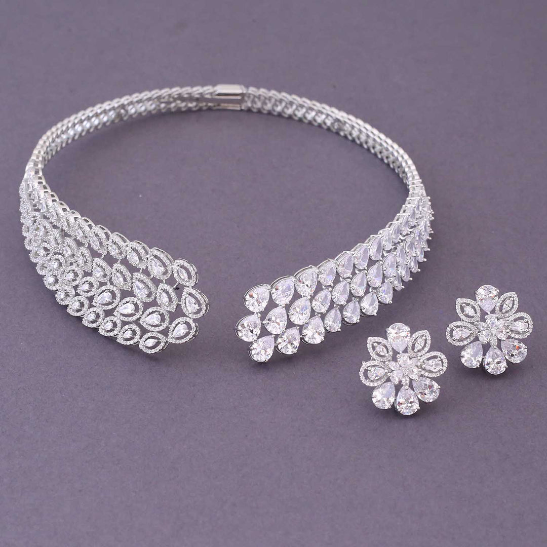 Silver Anison Hasli Zirconia Jewellery Set