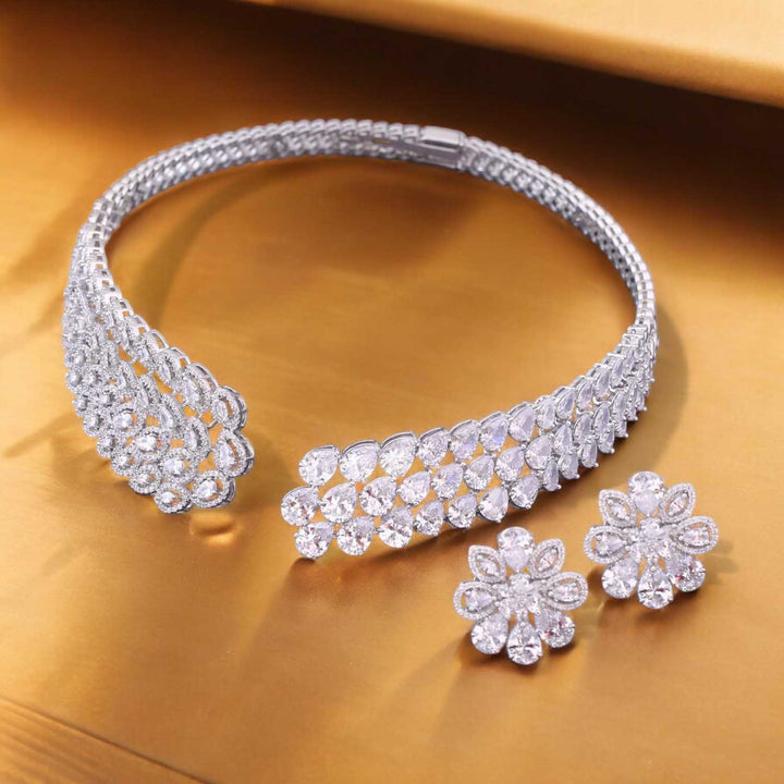 Silver Anison Hasli Zirconia Jewellery Set