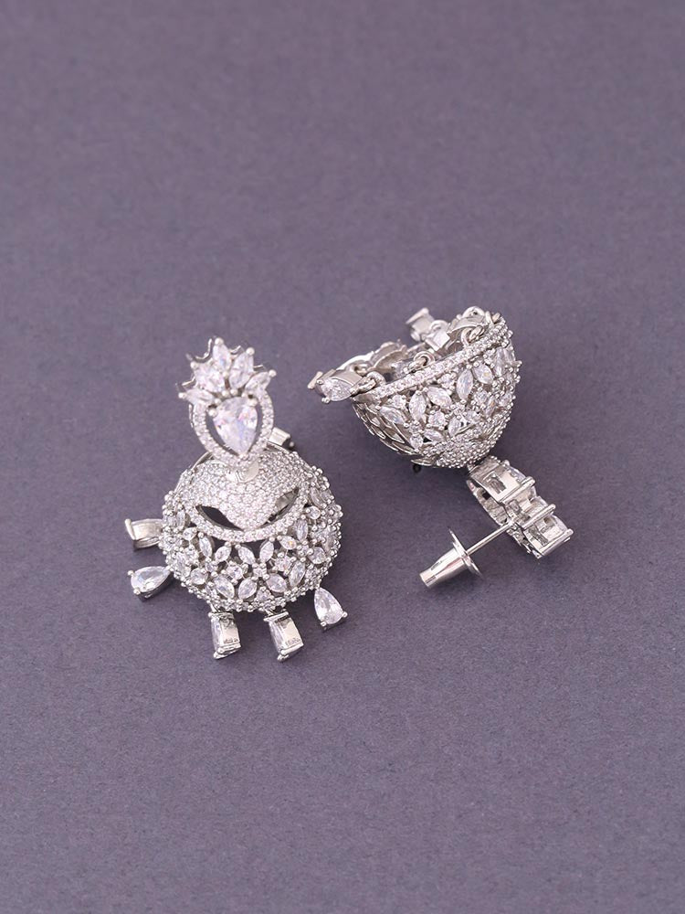 Silver Arlet Zirconia Jhumkis