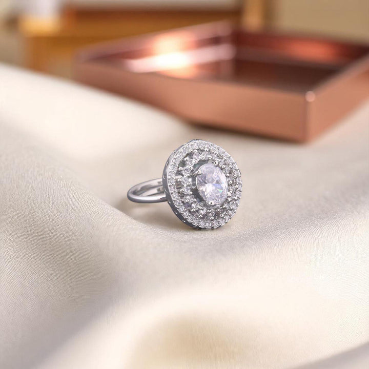 Silver Aubrey Adjustable Zirconia Ring