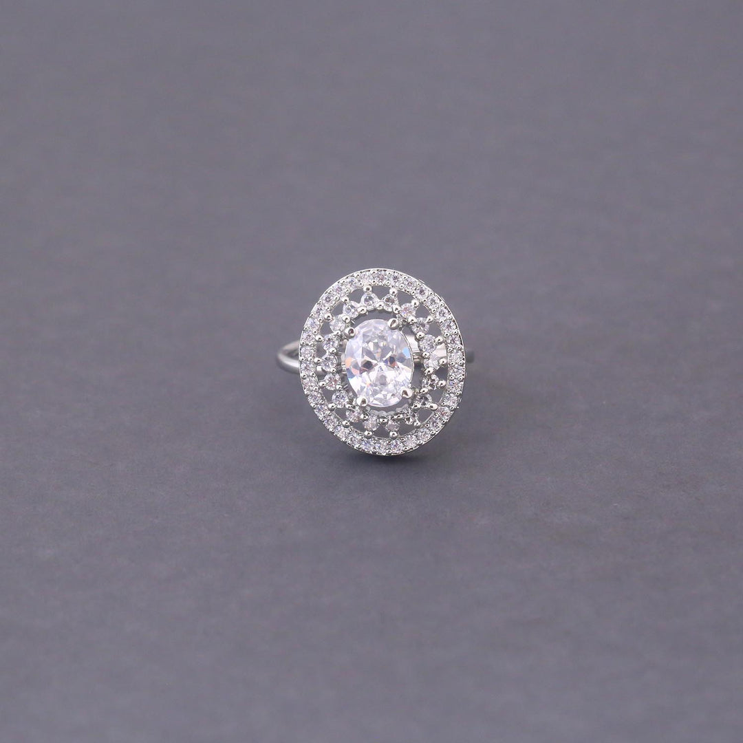 Silver Aubrey Adjustable Zirconia Ring