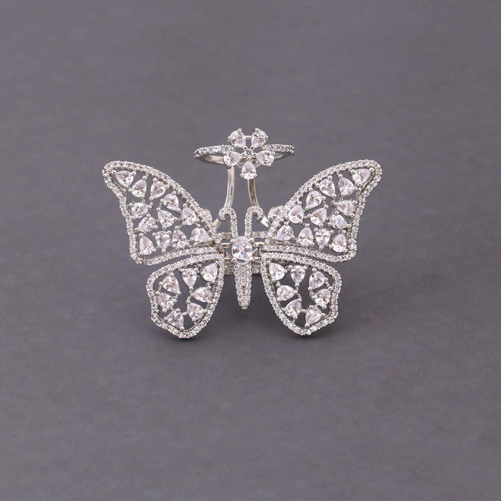 Silver Butterfly Zirconia Ring