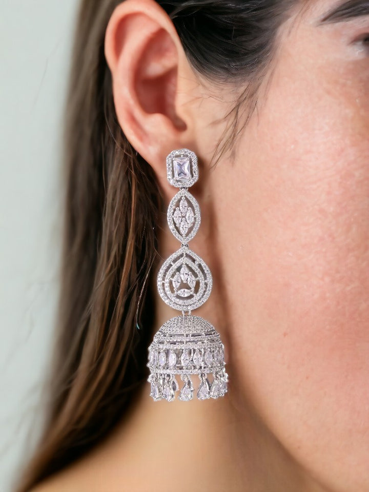 Silver Cornelia Zirconia Jhumkis