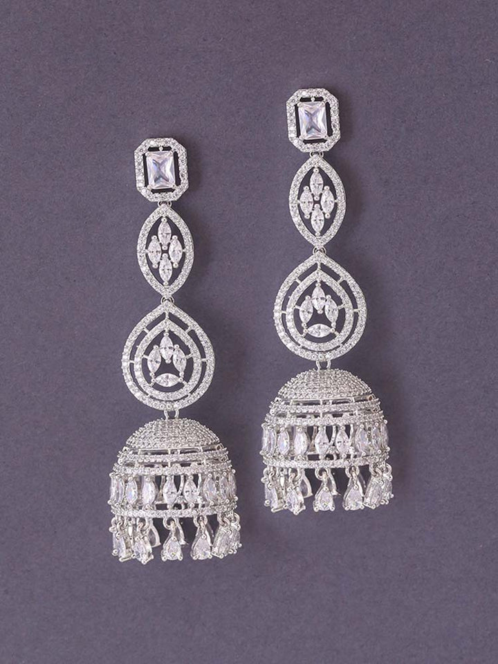 Silver Cornelia Zirconia Jhumkis