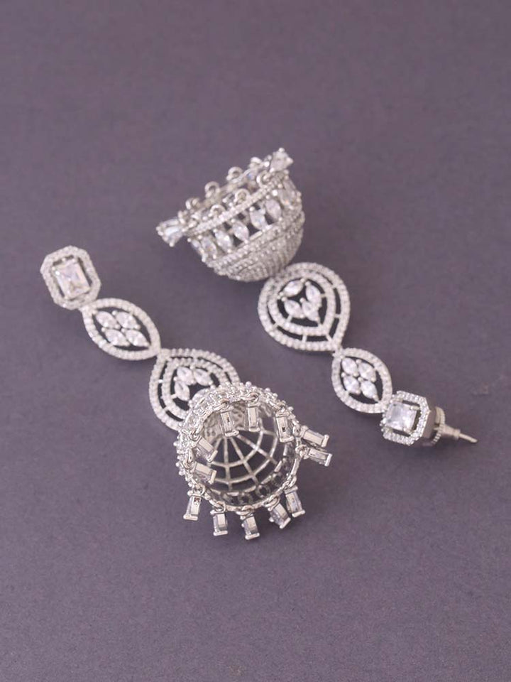 Silver Cornelia Zirconia Jhumkis