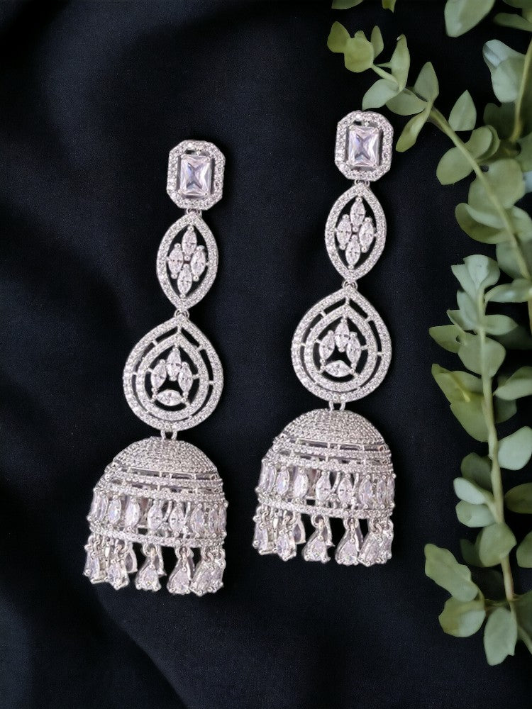 Silver Cornelia Zirconia Jhumkis