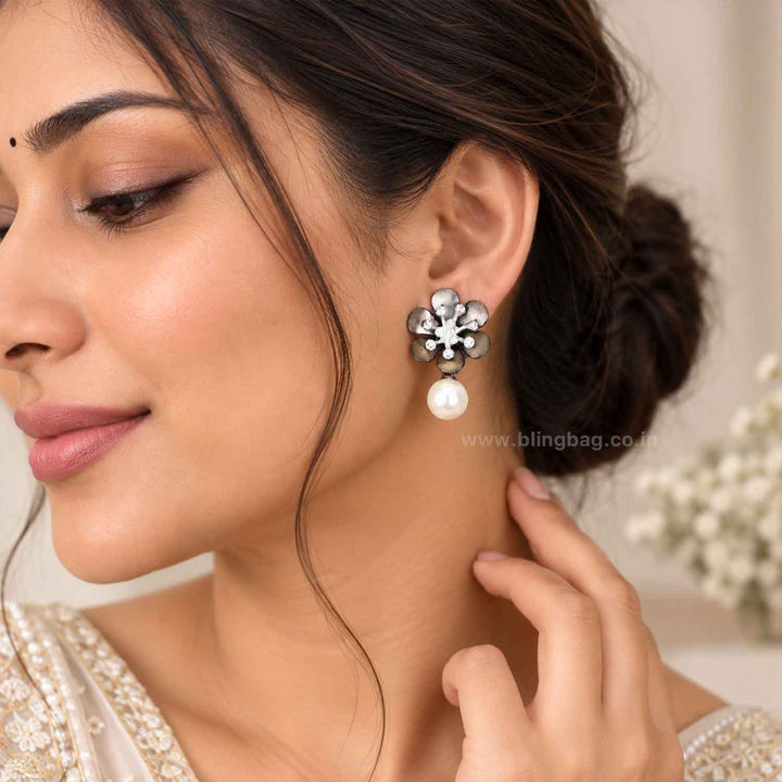 Silver Crocus Zirconia Earrings