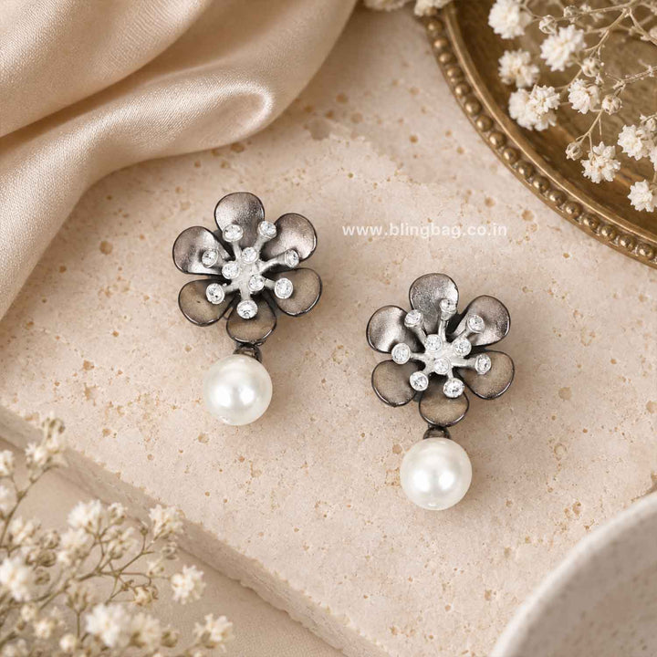 Silver Crocus Zirconia Earrings