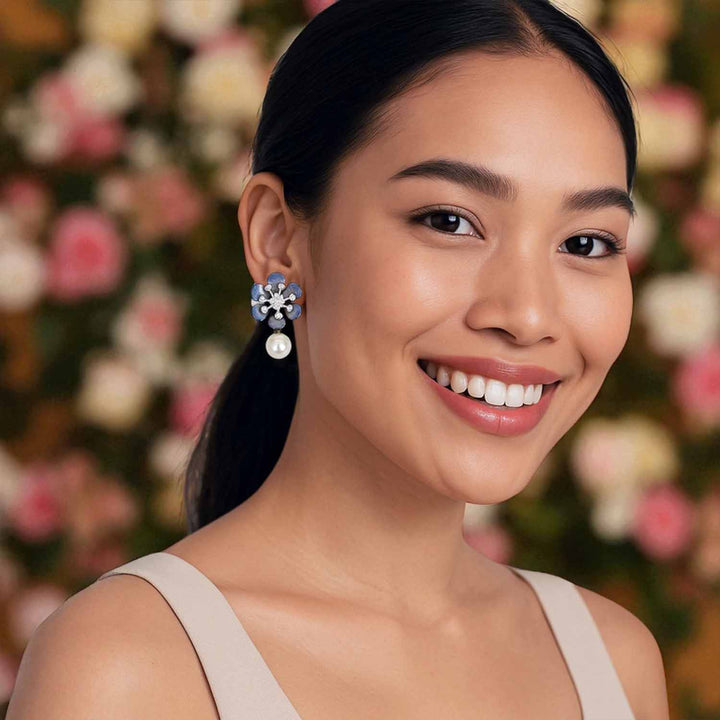 Silver Crocus Zirconia Earrings