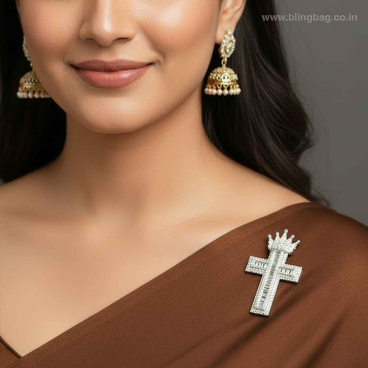 Silver Crowned Radiance Brooch