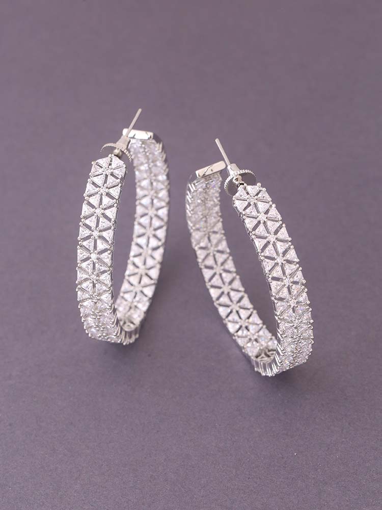 Silver Delayna Zirconia Hoops