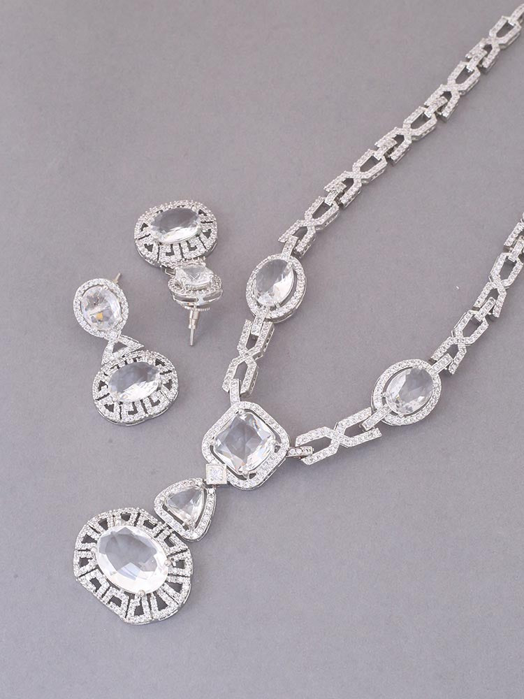 Silver Demelza Zirconia Jewellery Set