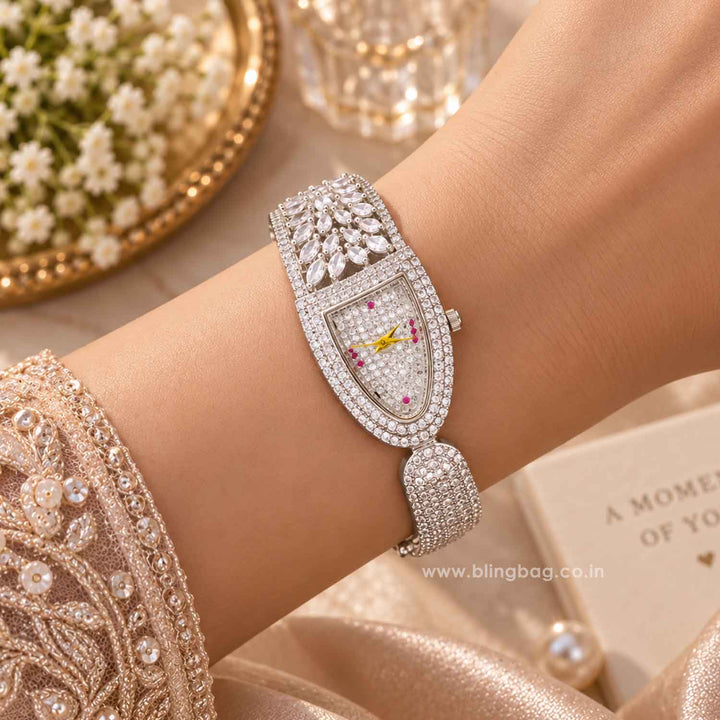 Silver Ellabella Zirconia Watch