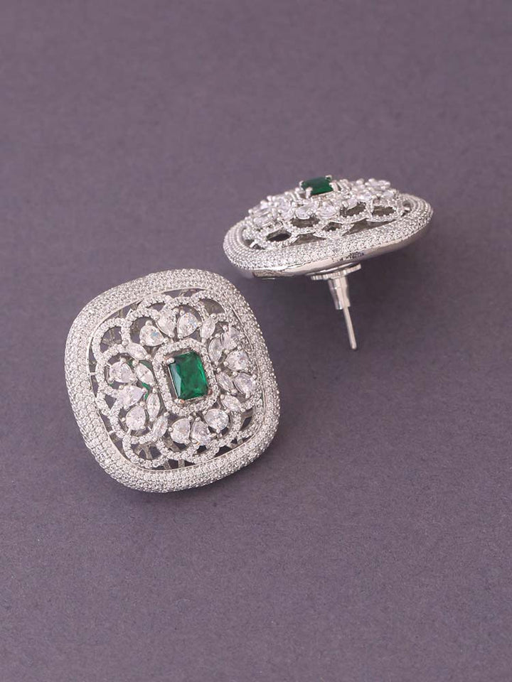 Silver Emerald Julie Zirconia Studs