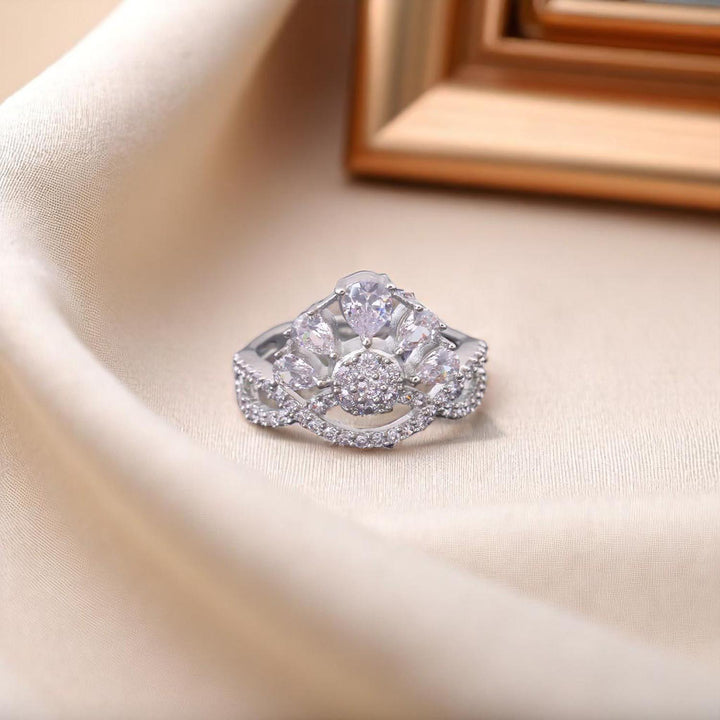 Silver Ettain Adjustable Zirconia Ring