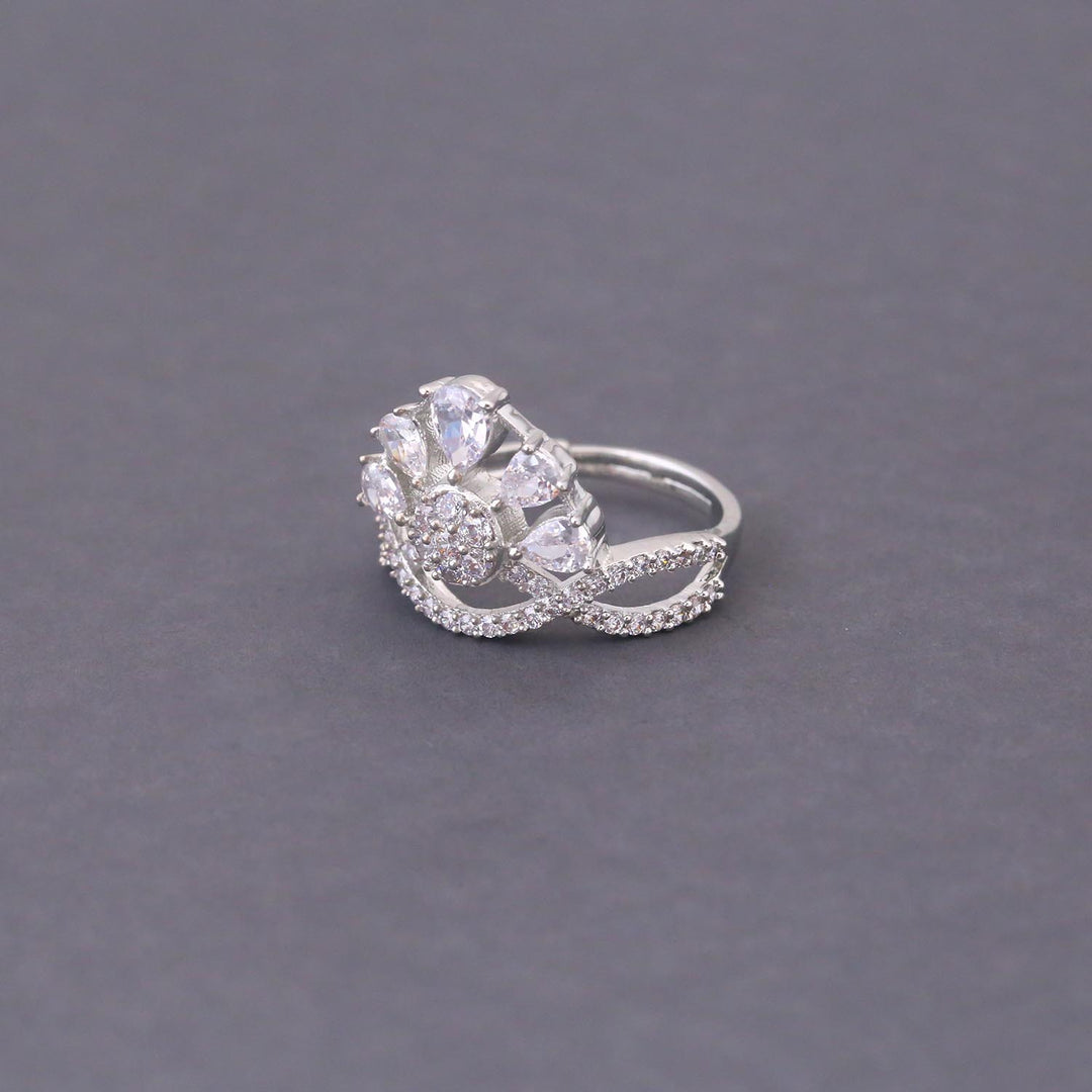 Silver Ettain Adjustable Zirconia Ring