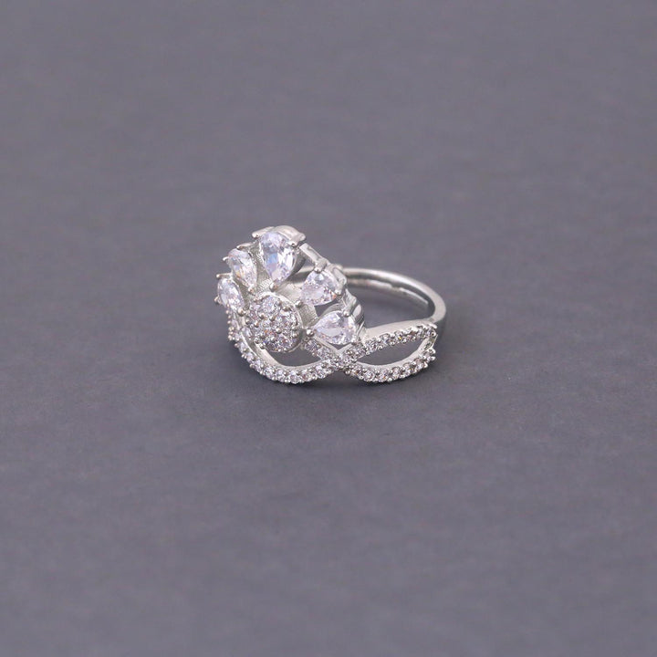 Silver Ettain Adjustable Zirconia Ring