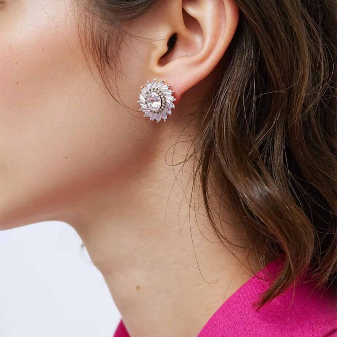 Silver Eularia Zirconia Studs