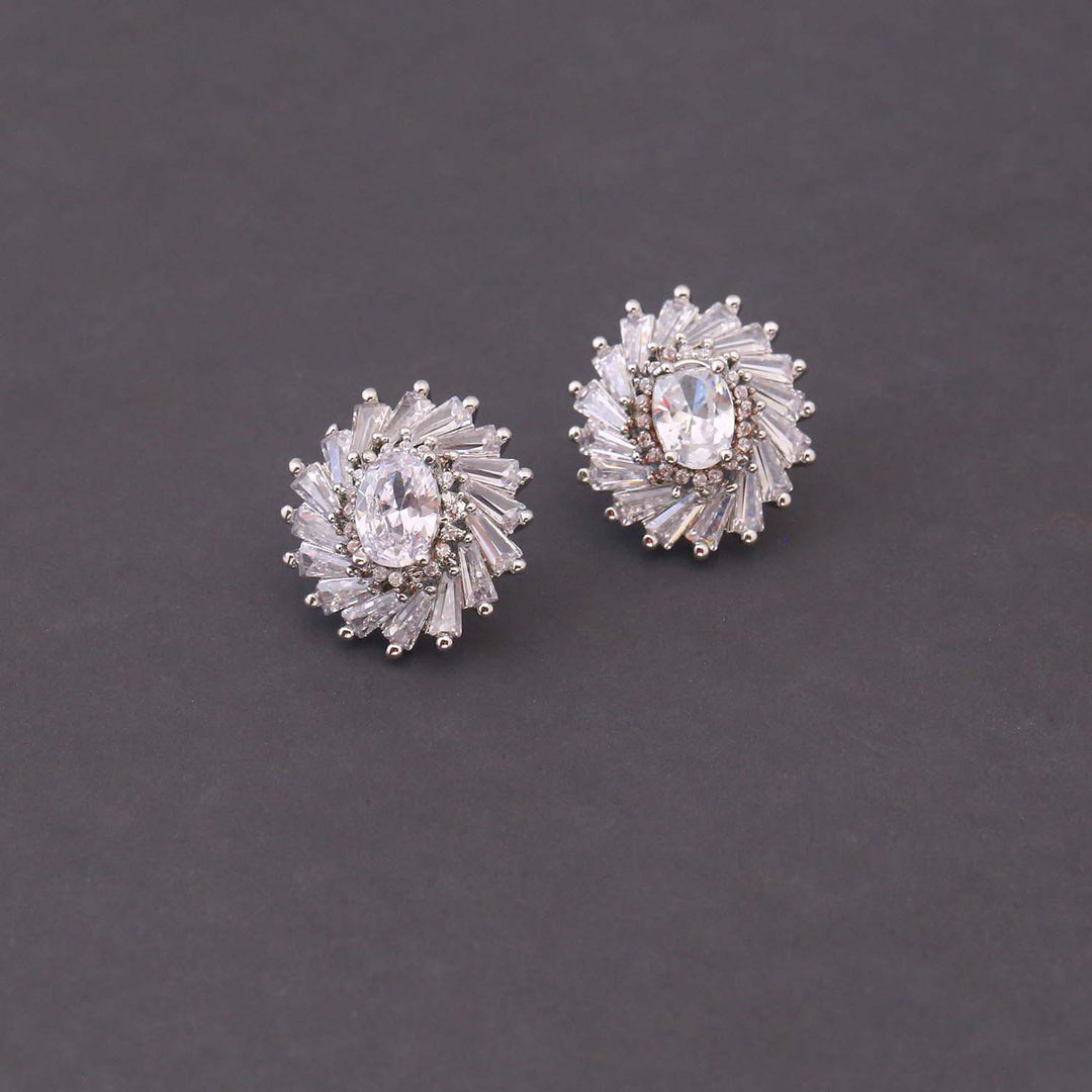 Silver Eularia Zirconia Studs