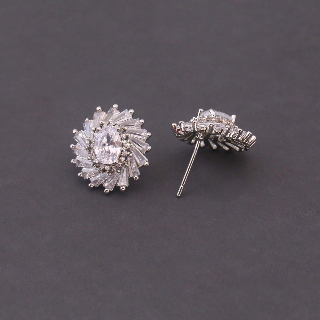 Silver Eularia Zirconia Studs