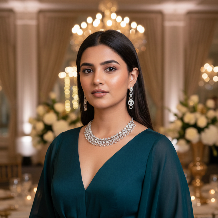 Silver Freja Zirconia Jewellery Set