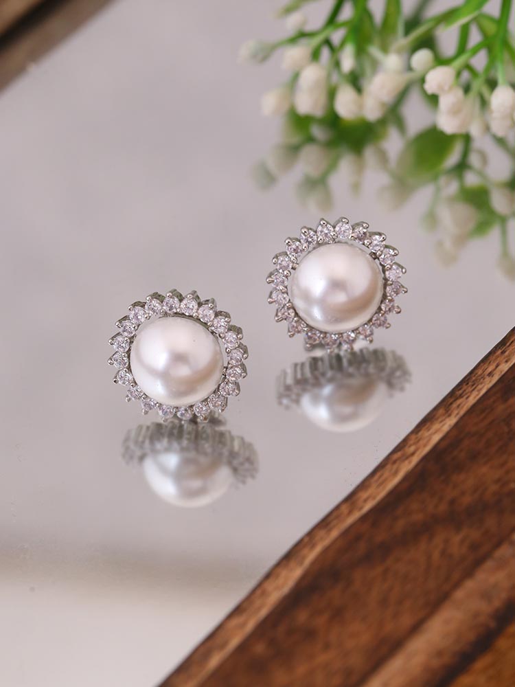 Silver Geraldine Zirconia Studs