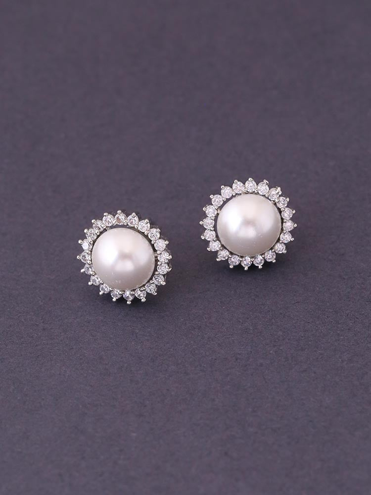 Silver Geraldine Zirconia Studs