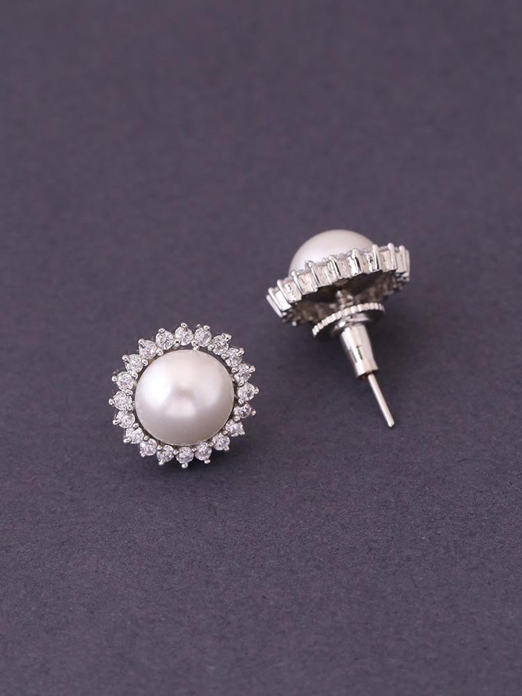 Silver Geraldine Zirconia Studs