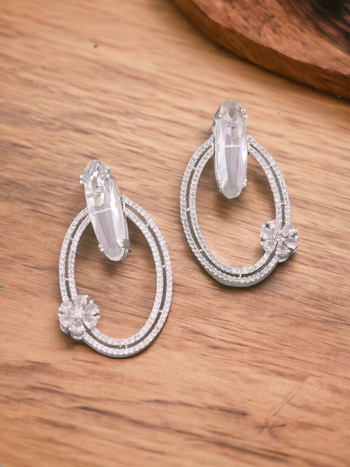 Silver Halsey Zirconia Danglers