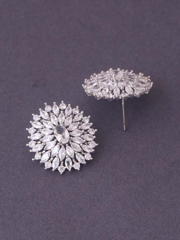 Silver Ivonne Zirconia Studs