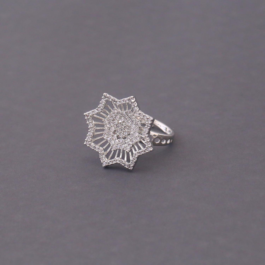 Silver Jordana Adjustable Zirconia Ring