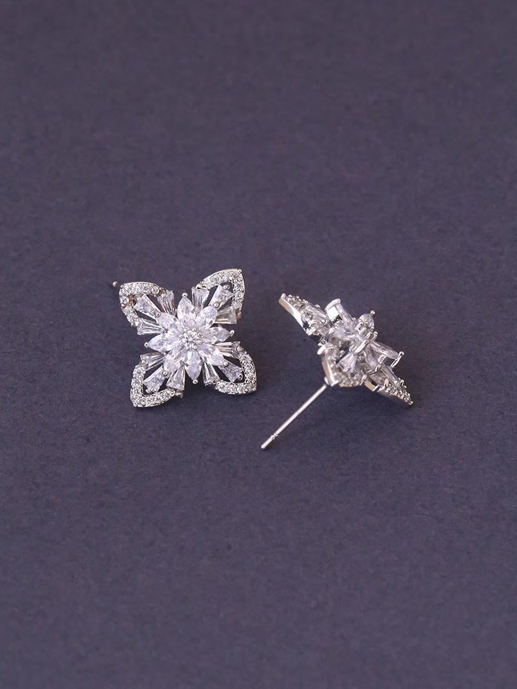 Silver Kitty Zirconia Studs
