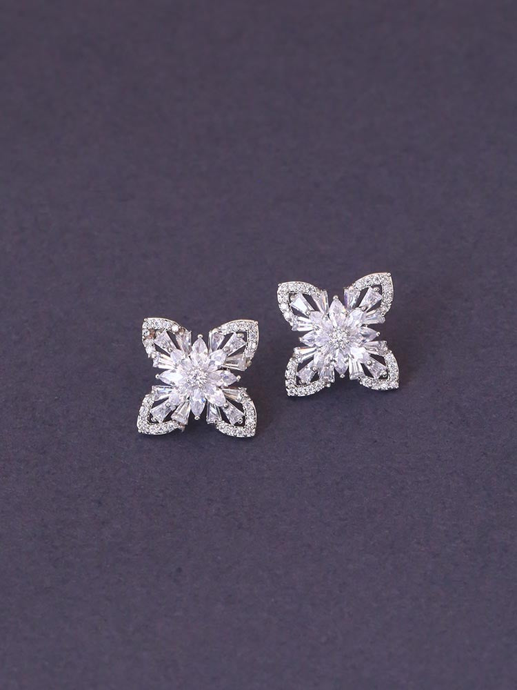 Silver Kitty Zirconia Studs