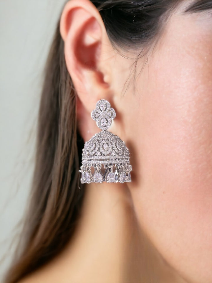 Silver Laurenza Zirconia Jhumkis