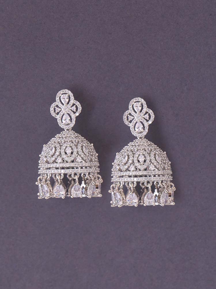 Silver Laurenza Zirconia Jhumkis