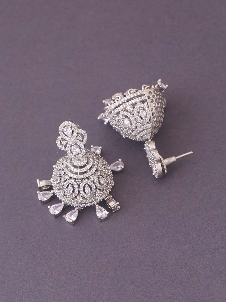 Silver Laurenza Zirconia Jhumkis