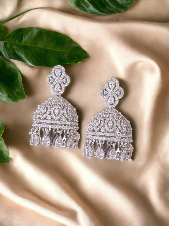 Silver Laurenza Zirconia Jhumkis