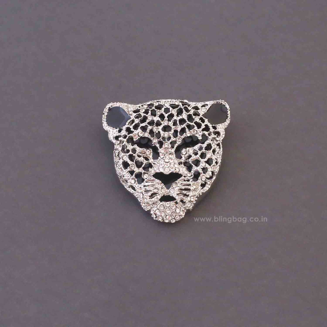 Silver Leopard Brooch