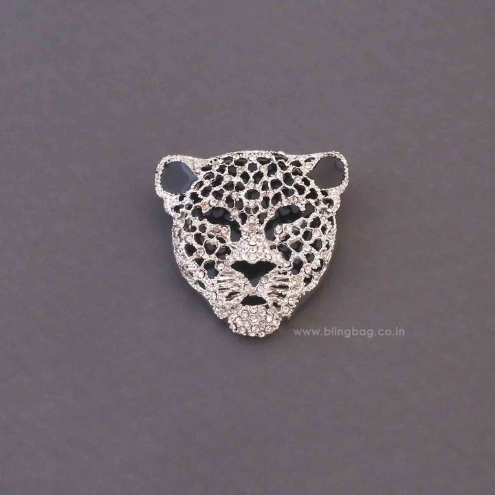 Silver Leopard Brooch