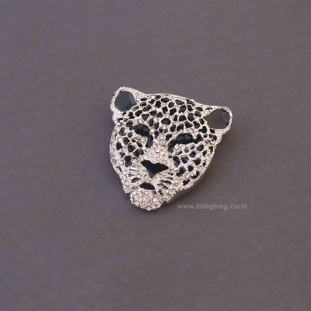 Silver Leopard Brooch