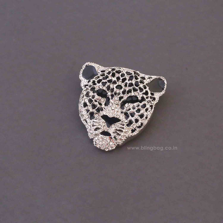 Silver Leopard Brooch