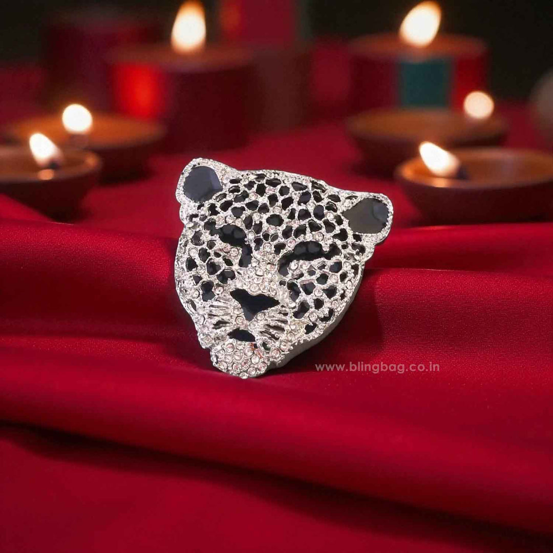 Silver Leopard Brooch